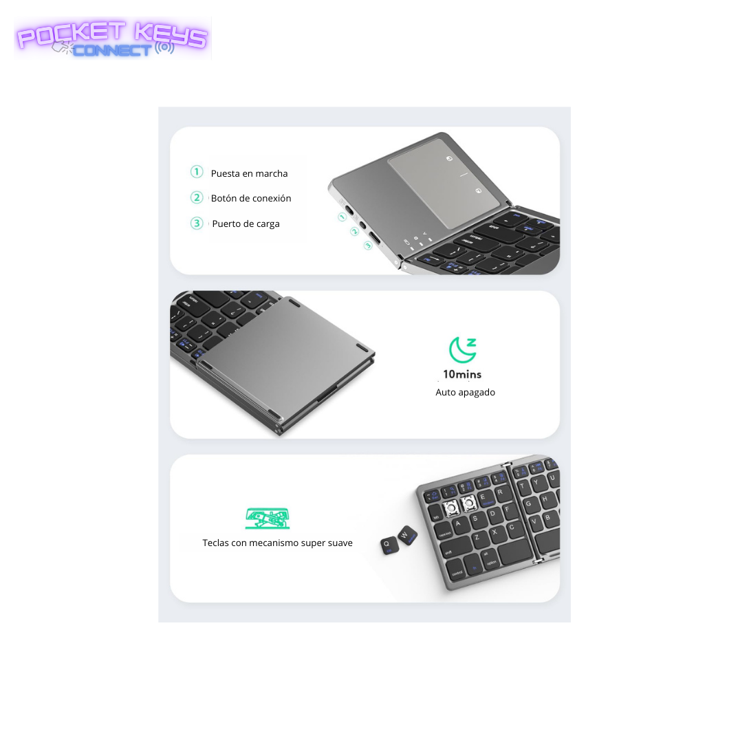 Teclado inalámbrico plegable con touch pad