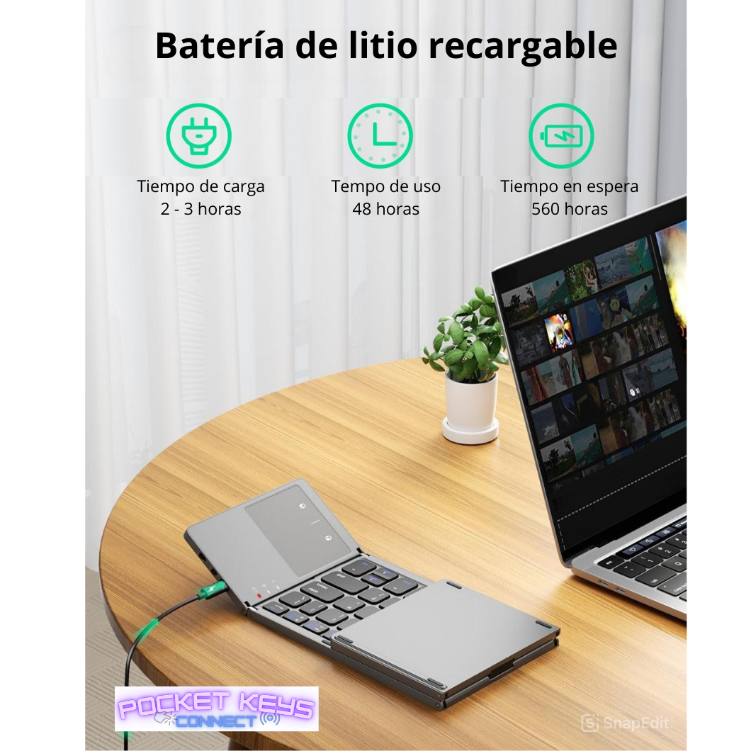 Teclado inalámbrico plegable con touch pad