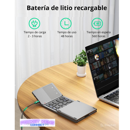 Teclado inalámbrico plegable con touch pad