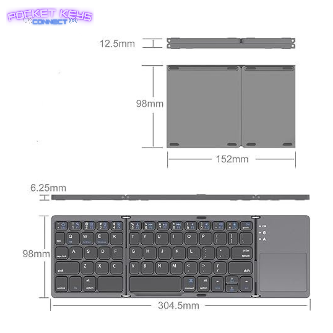 Teclado inalámbrico plegable con touch pad